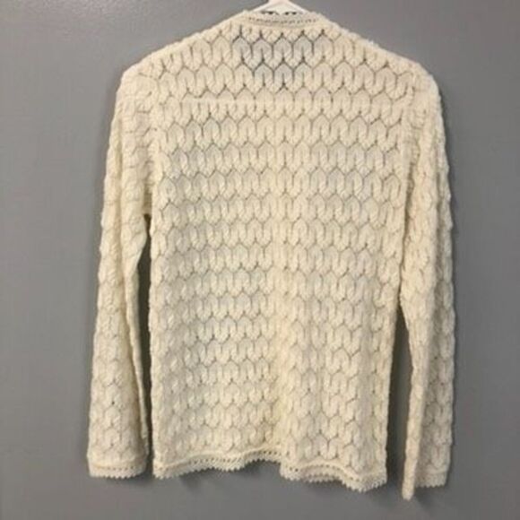 button up cardigan delicate knit ivory classic librarian coquette vintage spring - Picture 5 of 9